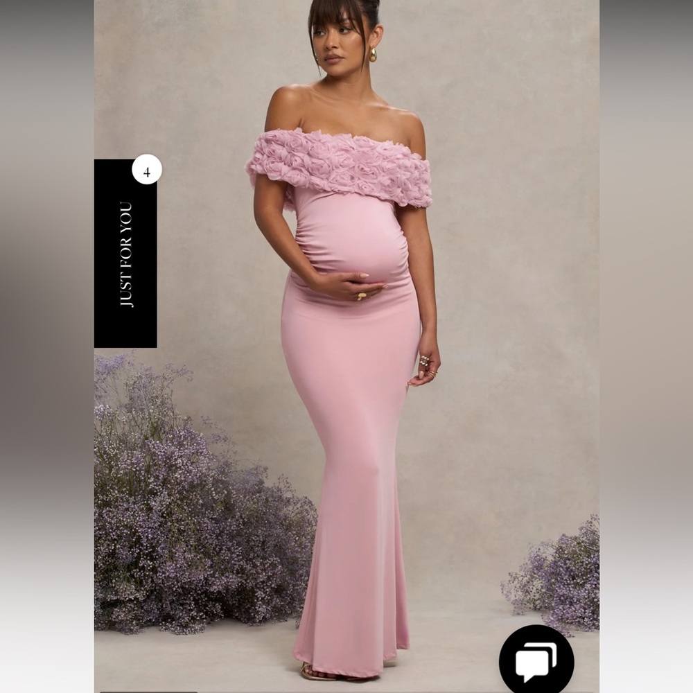 Elegant Strapless Pink Maternity Dress